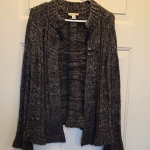 Cardigan Open Style High Low Hem Charcol Knit Petite Large